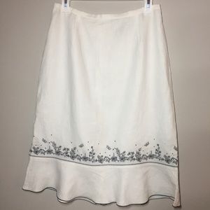 Norton McNaughton white/black linen skirt, size 8